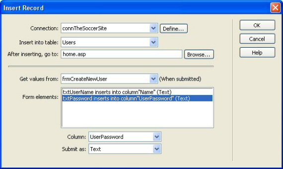 The Insert Record Dialog