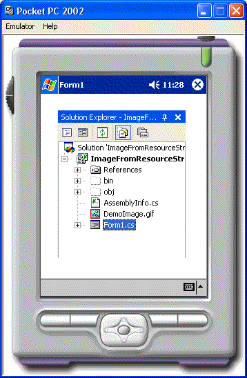 The image is loaded from the assembly and displayed on the form