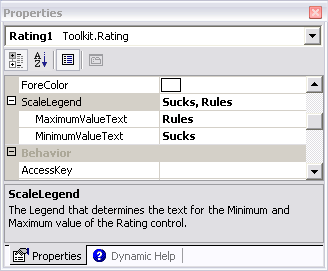 The Property Grid for the ScaleLegend Property