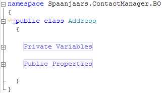 The Collapsed Code for the Address Class Showing the Four CodeRegions