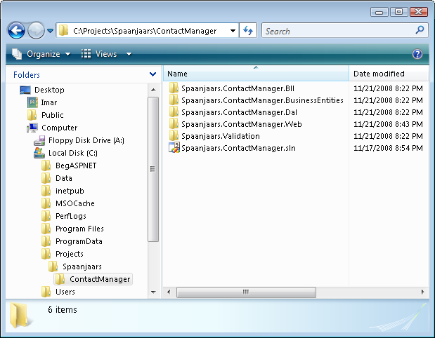 Windows Explorer Showing the Organized Folder Structure