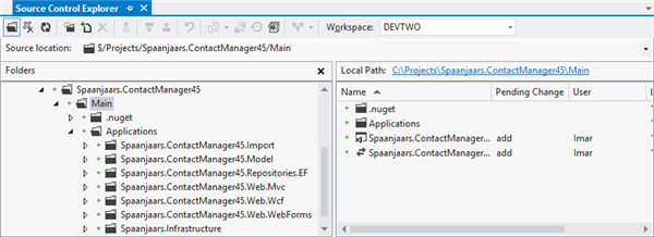 The Source Control Explorer