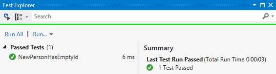 Test Explorer Showing Success