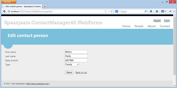 Editing a single contact person