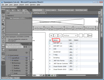 The feedback loaded into SketchFlow