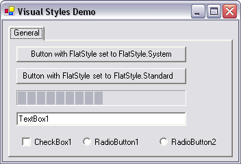 The Application with Visual Styles Disabled