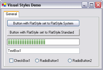 The Application with Visual Styles Enabled